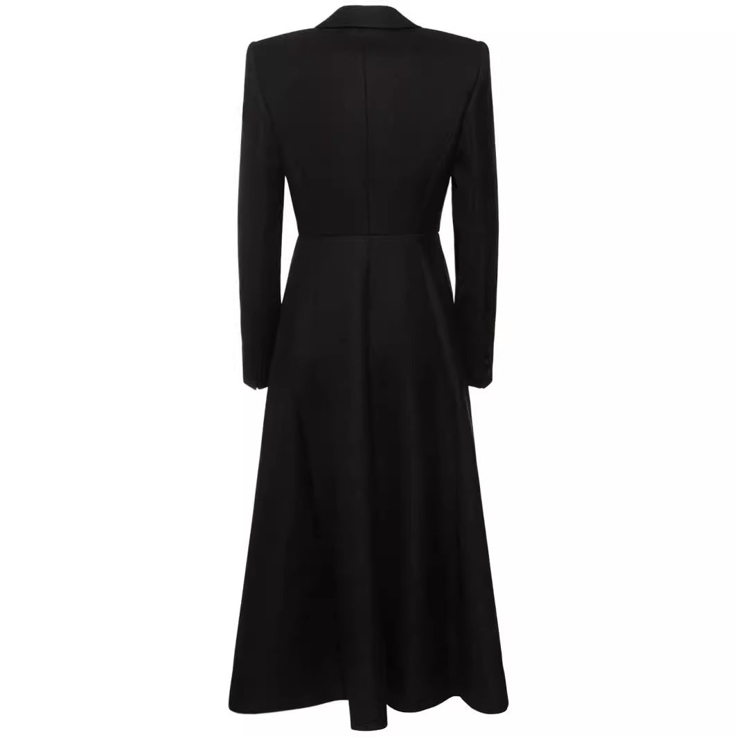 Ladies longer tailored blazer coat with maxi length and structured shoulders Mune Fashion