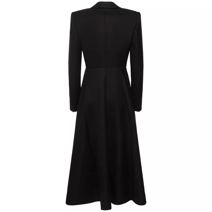 Ladies longer tailored blazer coat with maxi length and structured shoulders Mune Fashion