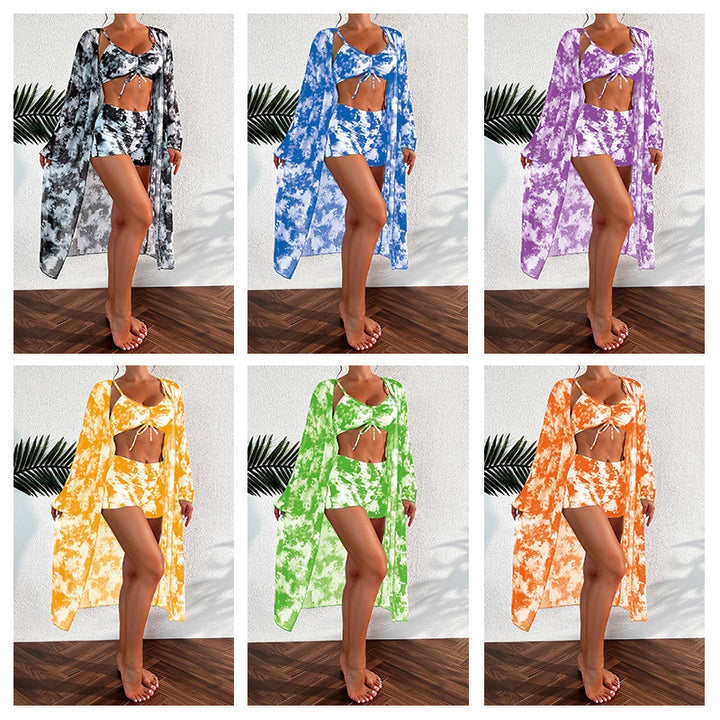 Women's bikini set with短短的höschen and transparent beach kimono Mune Fashion