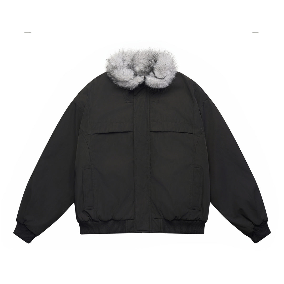 Men's Boxy Bomber Jacket with cozy artificial fur collar and windproof thermal lining Mune Fashion
