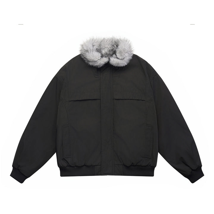 Men's Boxy Bomber Jacket with cozy artificial fur collar and windproof thermal lining Mune Fashion