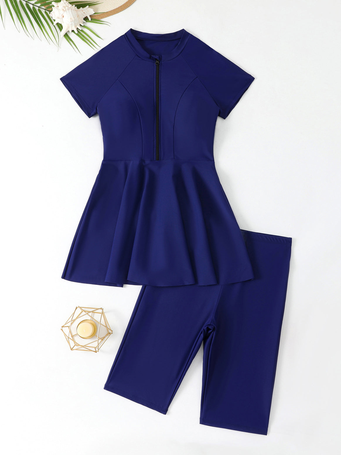 Women's swimsuit dress with zipper and matching shorts Mune Fashion