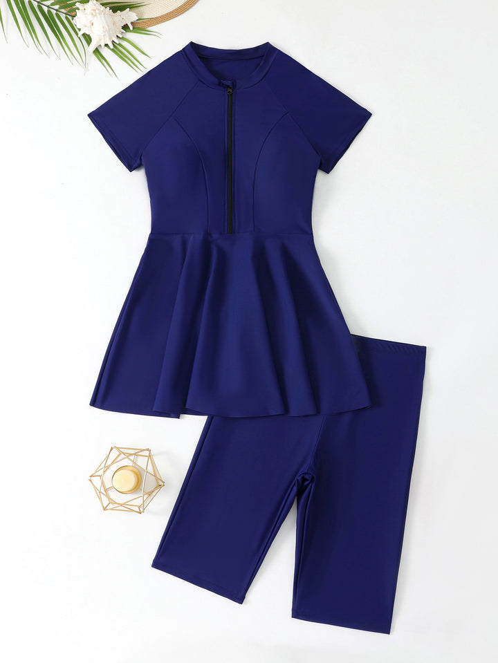 Women's swimsuit dress with zipper and matching shorts Mune Fashion