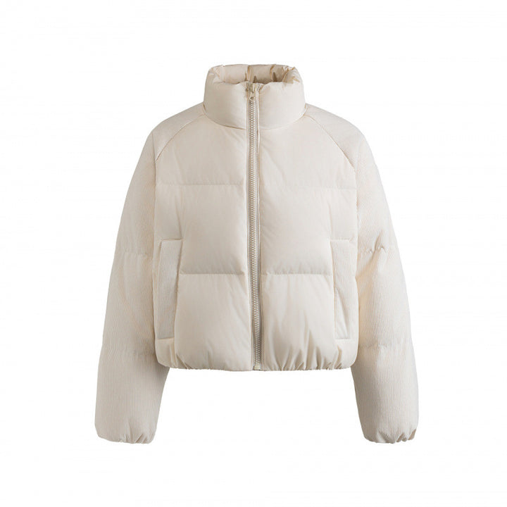 Women's short padded jacket with cord sleeves and high stand-up collar Mune Fashion