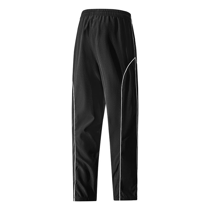 Men's sporty tapered training pants with elastic waistband, drawstring & contrast piping Mune Fashion
