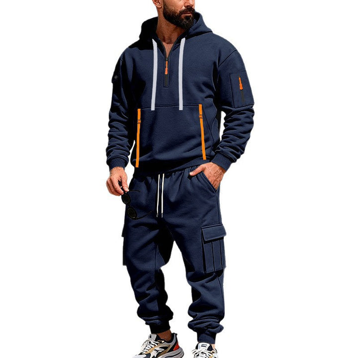 Men's urban hoodie cargo set with hidden zippers, multiple pockets, and elastic hem Mune Fashion