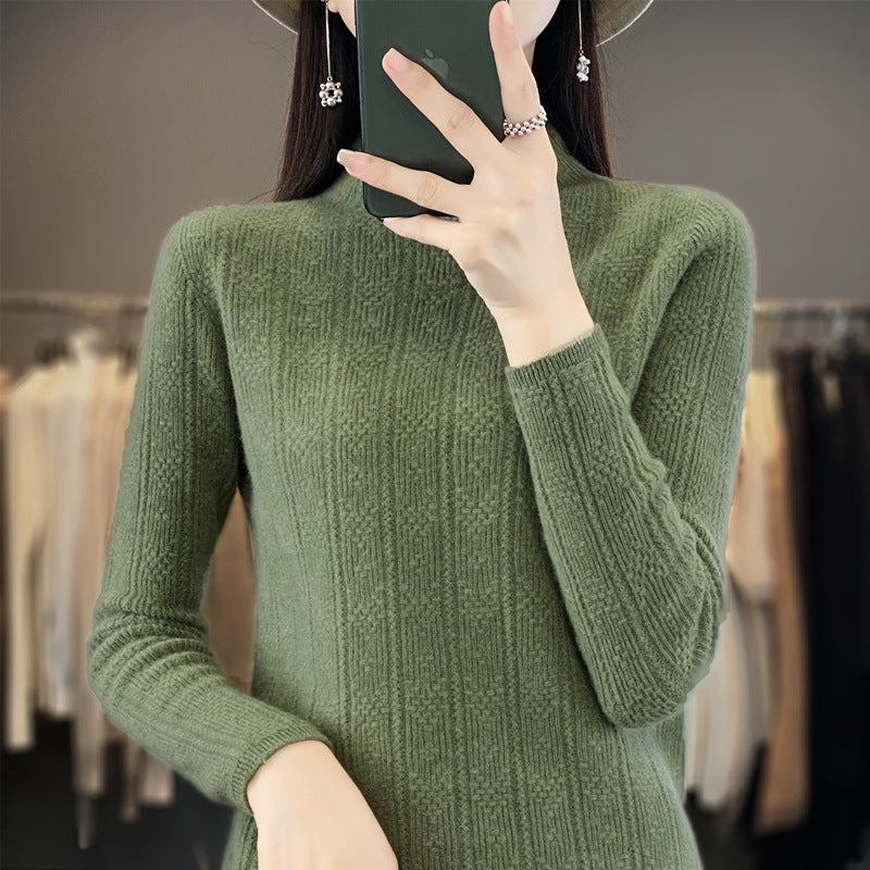Women's Structured Mockneck Sweater Made of Cashmere-like Wool Blend Mune Fashion