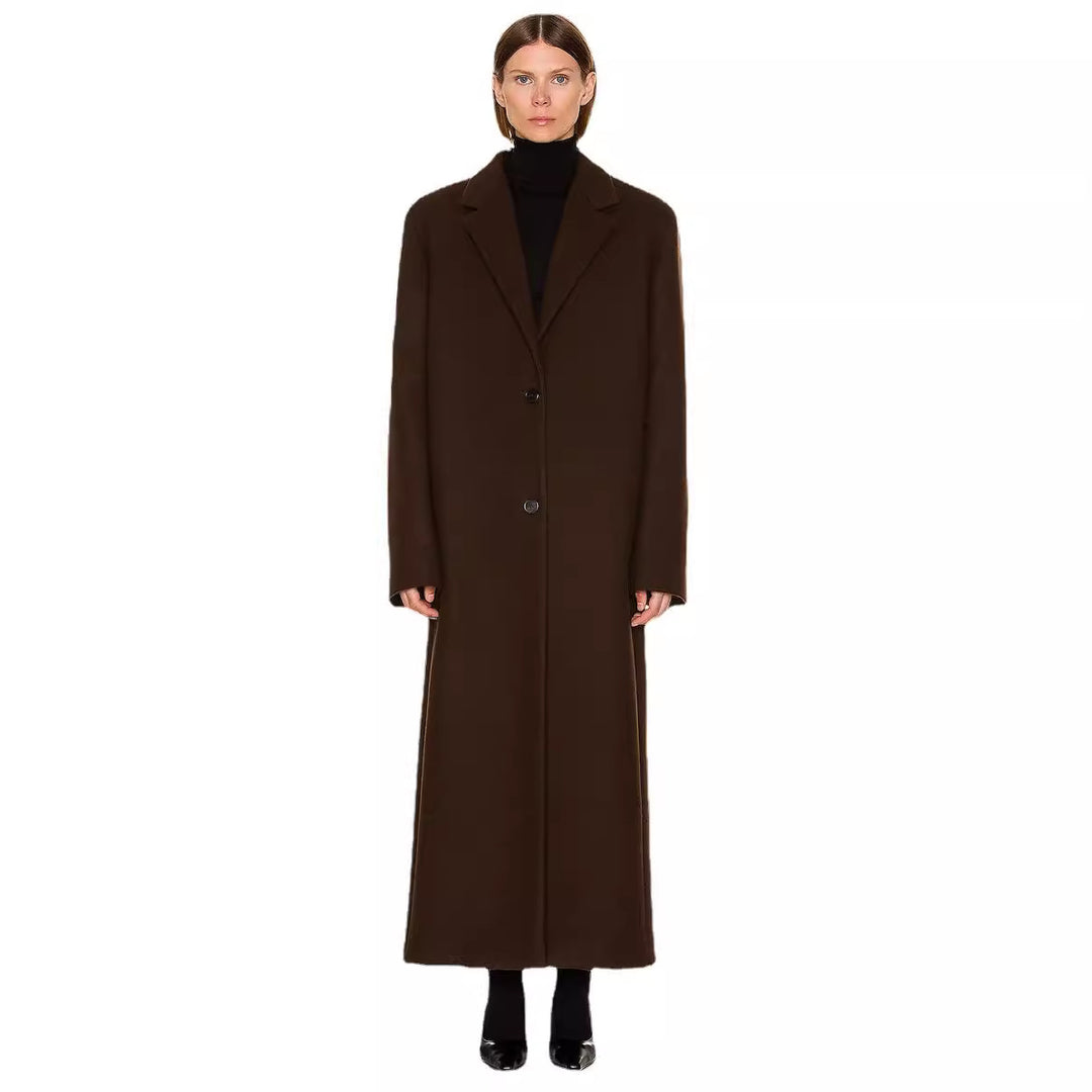 Women's Maximal One-Button Coat in Oversized Cut with Classic Lapel Mune Fashion