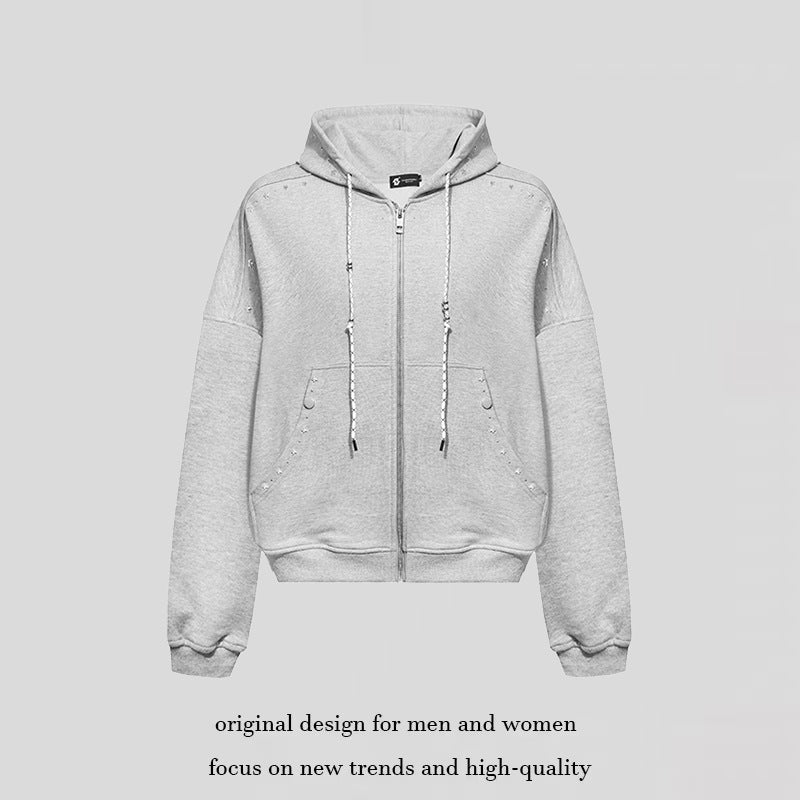 Women’s hooded zip jacket with stud trim and oversized fit Mune Fashion
