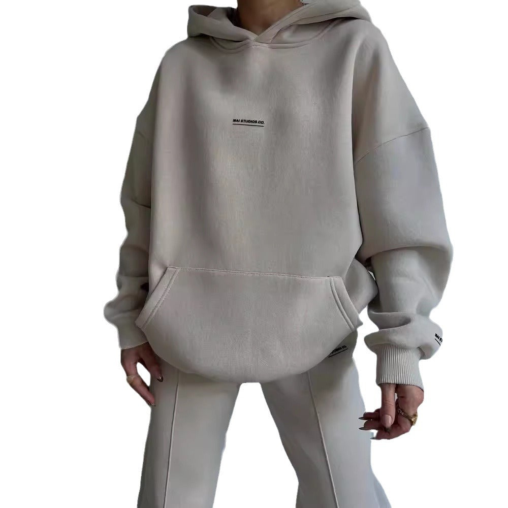 Women's Set Heavy French-Terry Oversize Hoodie with Kangaroo Pocket and Slim Joggers Mune Fashion