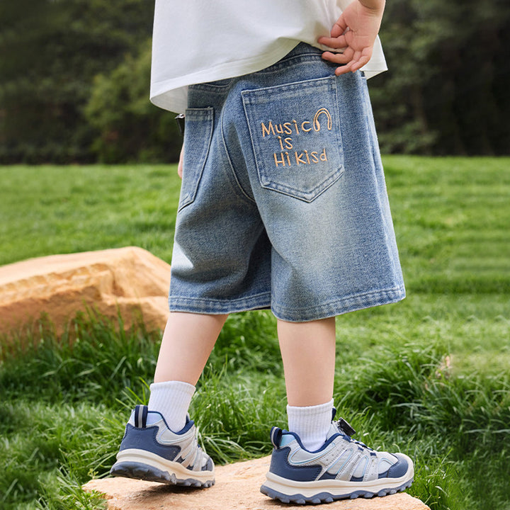 Boys casual denim shorts with creative embroidery Mune Fashion
