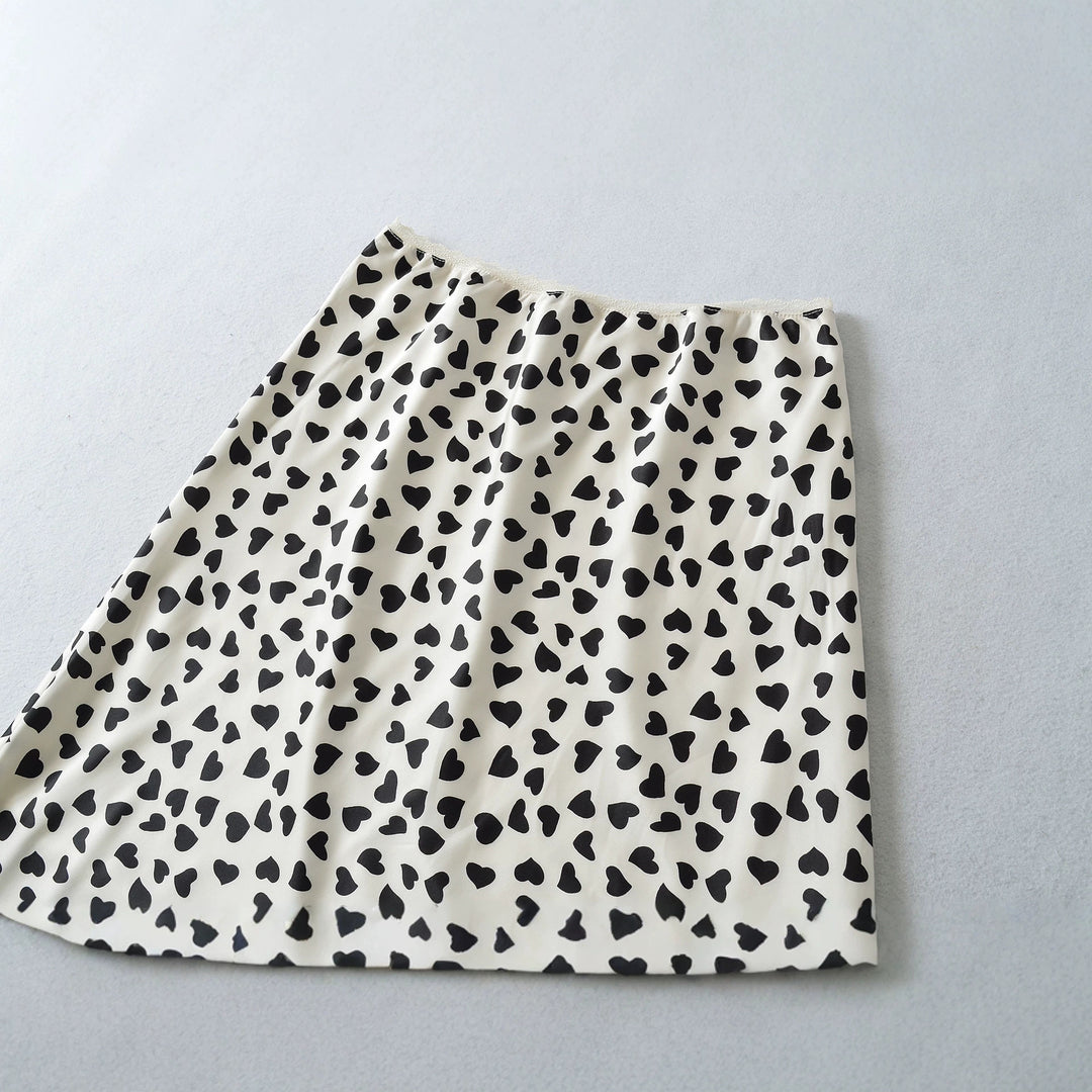 Women Light Midi Skirt Made of Chiffon with Leopard Print and Elastic Waistband