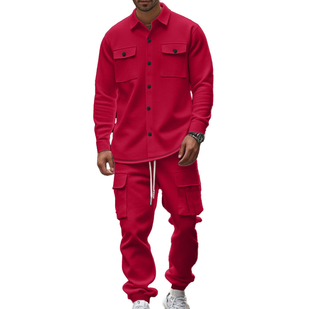 Men's Cargo Set with Casual Shirt and Elastic Pants Mune