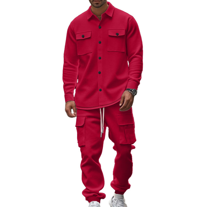 Men's Cargo Set with Casual Shirt and Elastic Pants Mune