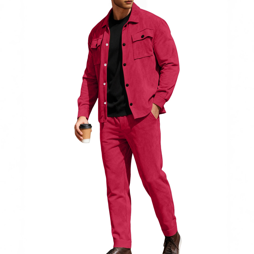 Men's Nan Shirt Jacket with Flap Pockets and Straight Cut Chino Pants Mune Fashion