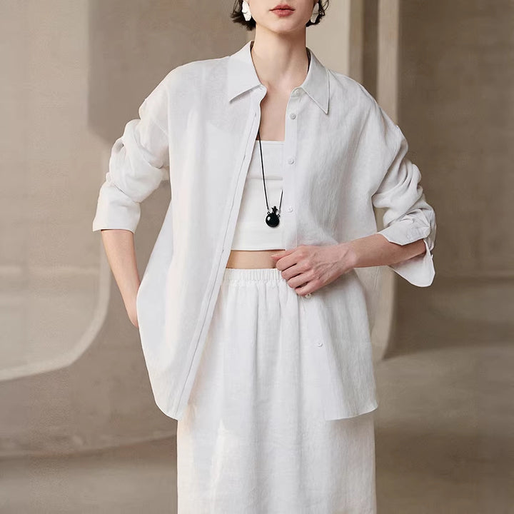 Ladies Airy Linen Blouse Mune Fashion