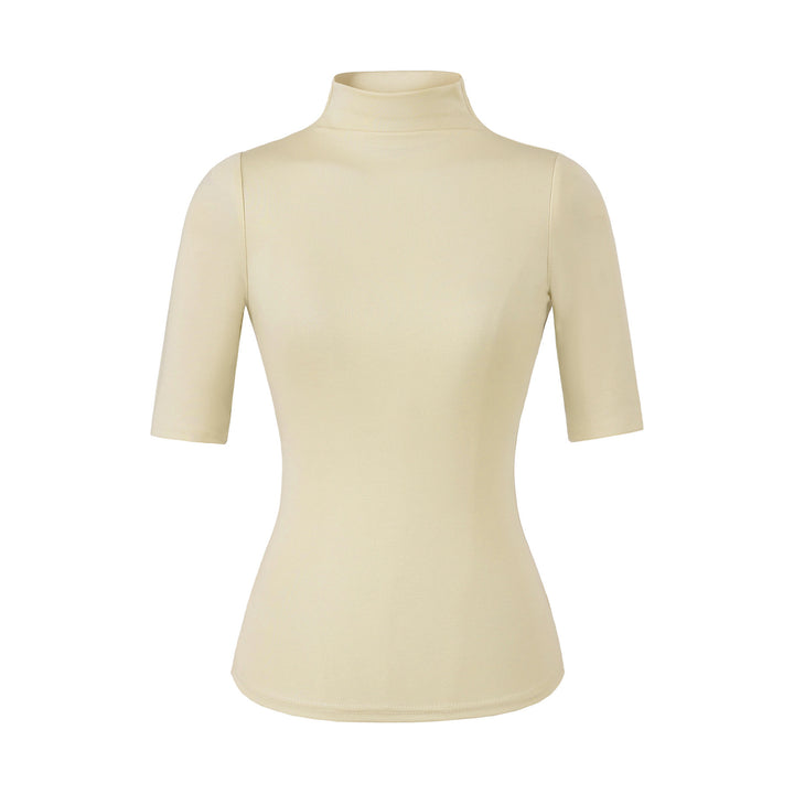 Women's Fitted Stand Collar Shirt with Half-Length Sleeves Mune Fashion