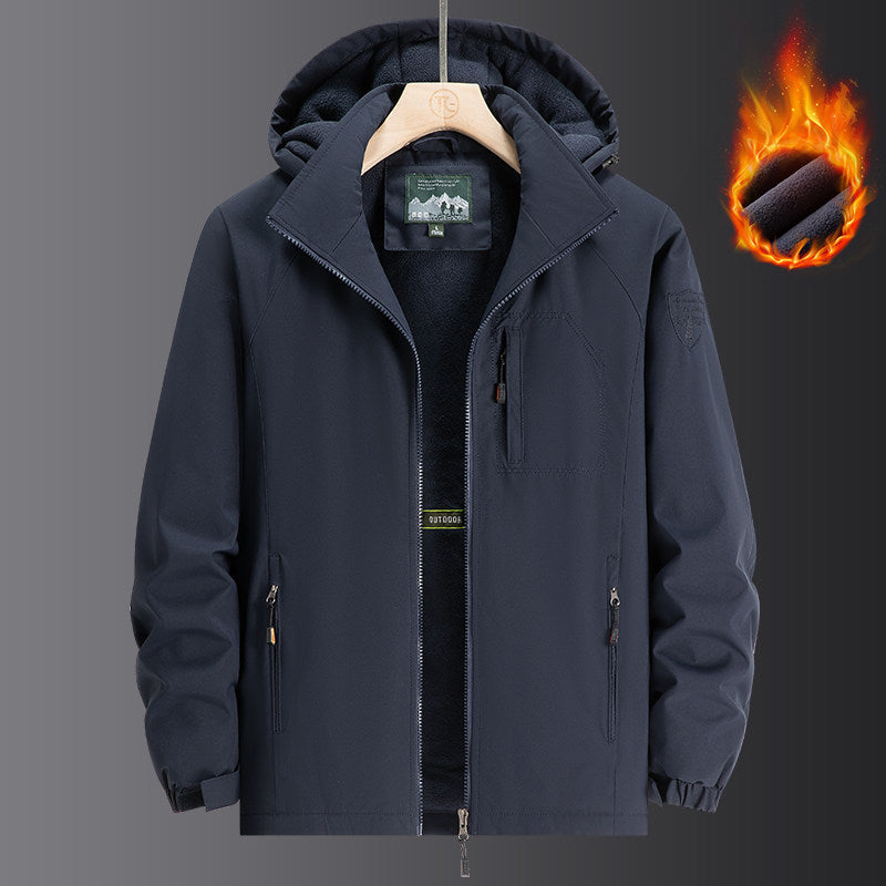 Men's Weatherproof Softshell Jacket with Full Fleece Lining, Adjustable Hood and Windproof Membrane Mune Fashion