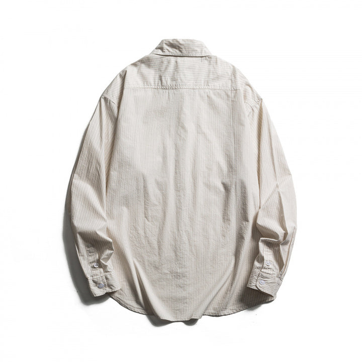 Men's oversized shirt made of cotton blend with fine pinstripes and chest pocket Mune Fashion