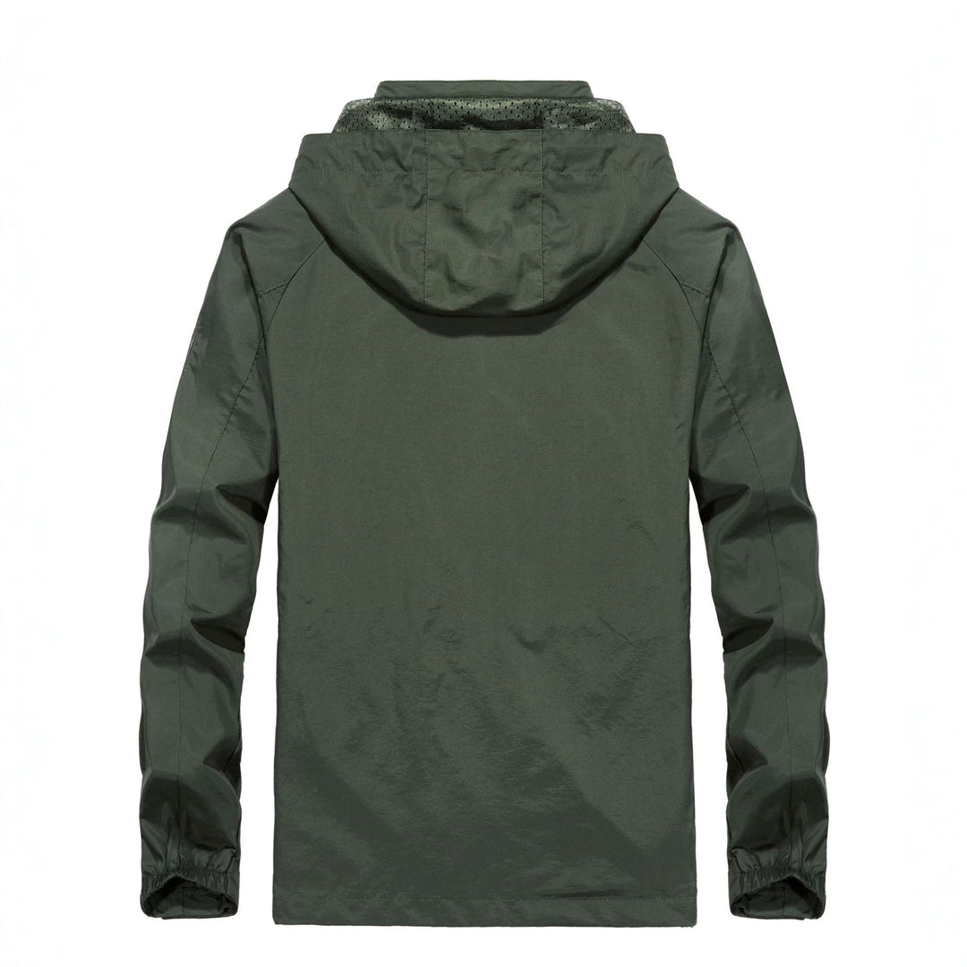 Men's Lightweight All-Weather Field Jacket with Hood, Mesh Lining, and Zippered Pockets Mune Fashion
