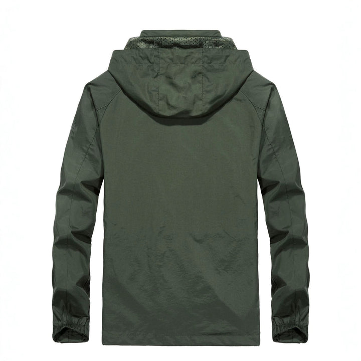 Men's Lightweight All-Weather Field Jacket with Hood, Mesh Lining, and Zippered Pockets Mune Fashion