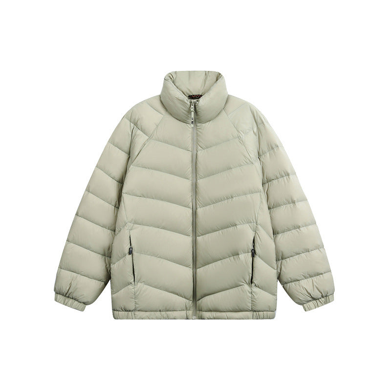 Unisex Short cut padded jacket in boxy fit with chevron quilting and high collar Mune Fashion