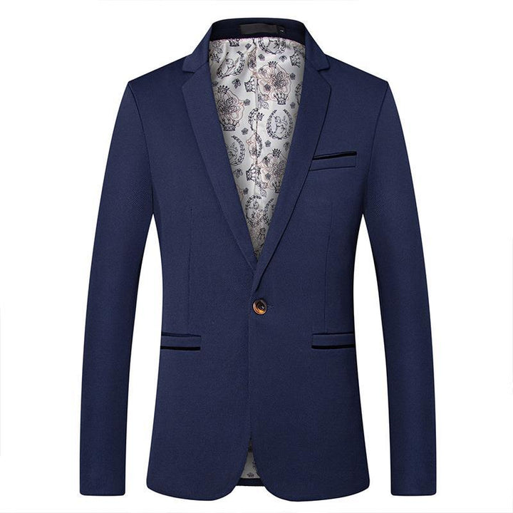 Men's slim single-breasted blazer with notched lapel and contrasting inner lining Mune Fashion