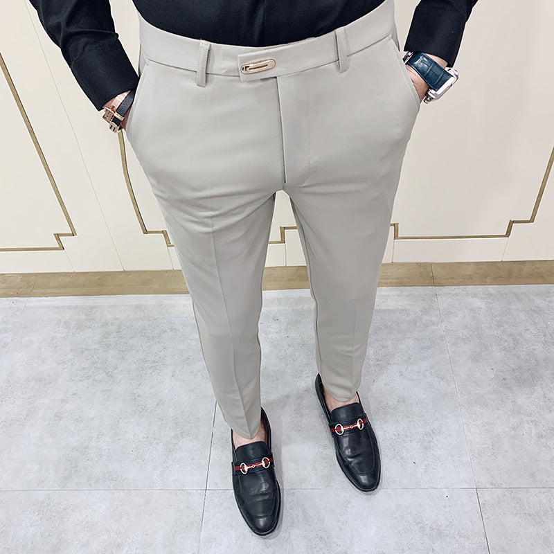 Men's slim suit trousers with crease and elastic waistband Mune Fashion