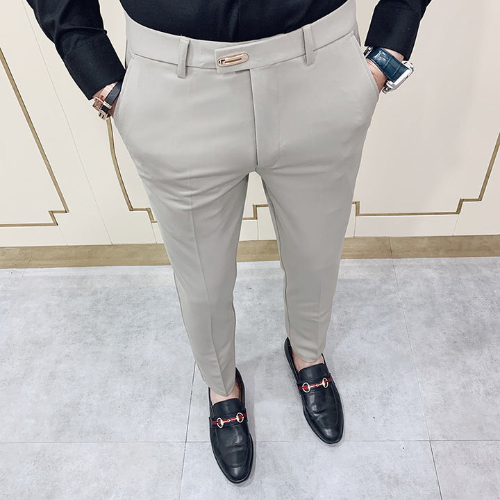 Men's slim suit trousers with crease and elastic waistband Mune Fashion