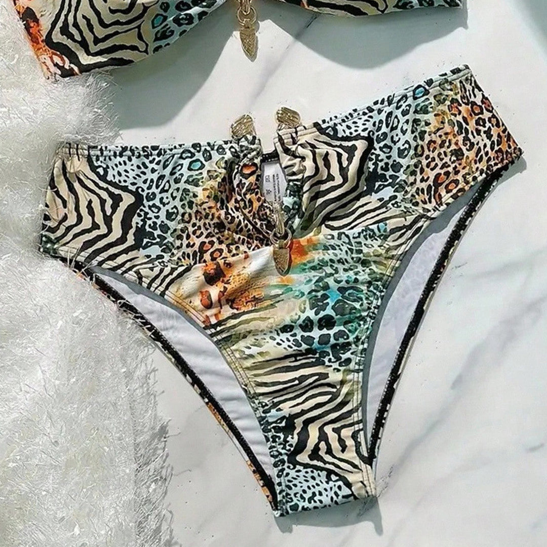 Women's bandeau bikini with animal print and decorative closure Mune Fashion