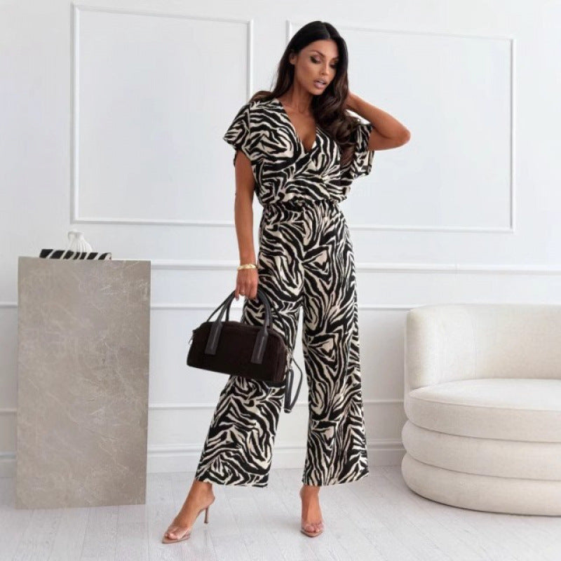 Women's Elegant Safari Print Jumpsuit Mune Fashion