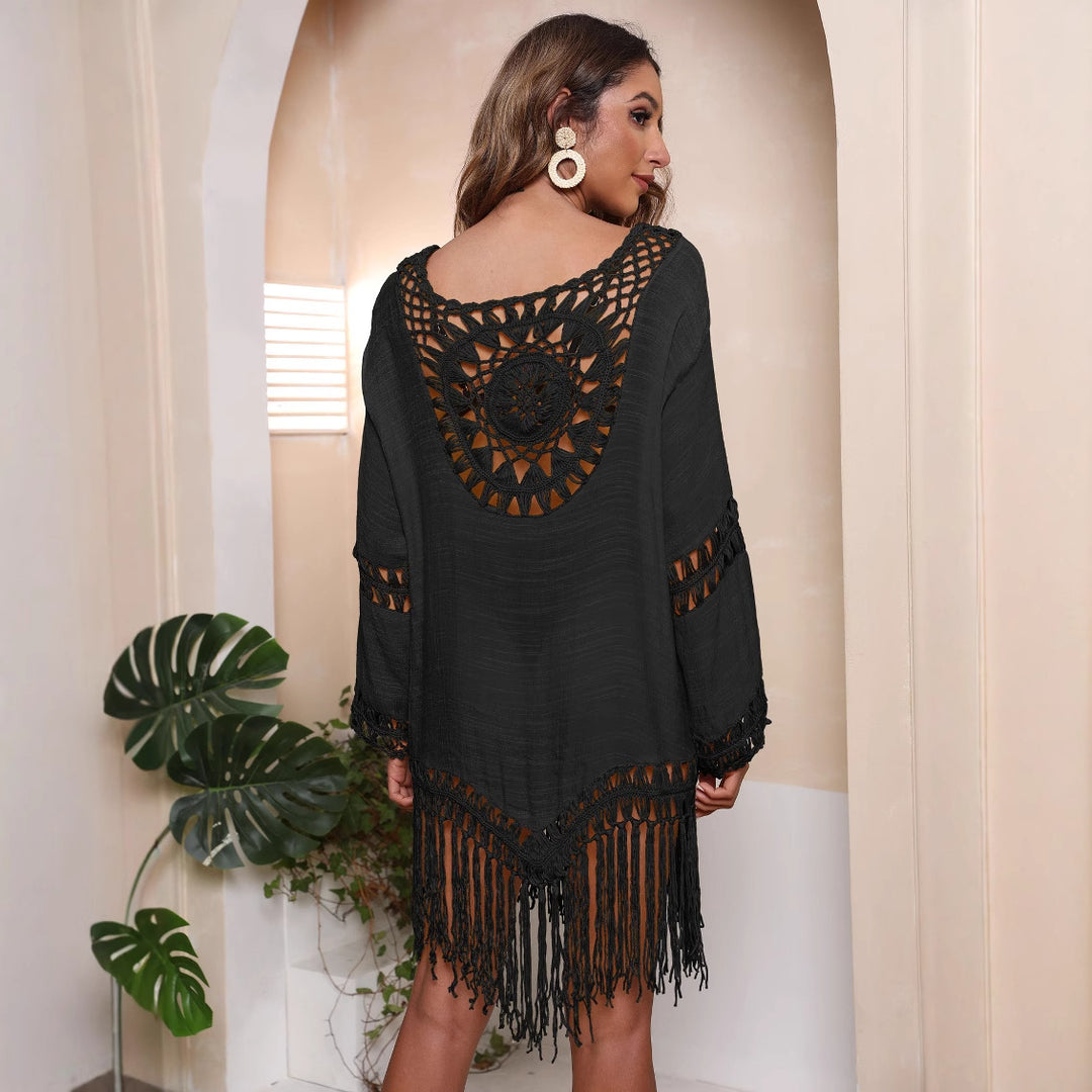 Women's Crochet Beach Dress with Fringed Details Mune Fashion