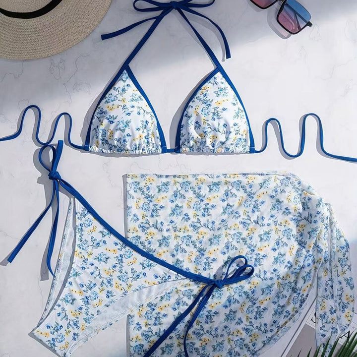 Women's Triangle Bikini with Feminine Wrap Skirt Design Mune Fashion