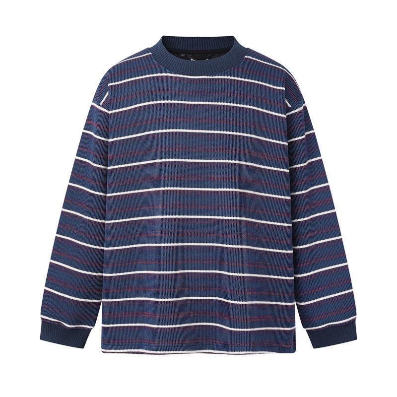 Unisex locker-fit structured knit sweater with round neck and maritime stripes Mune Fashion