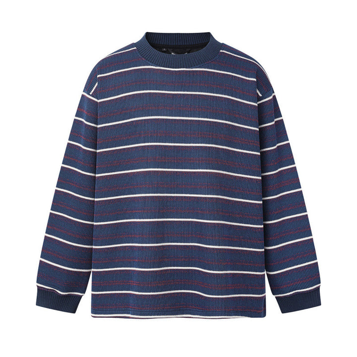 Unisex locker-fit structured knit sweater with round neck and maritime stripes Mune Fashion