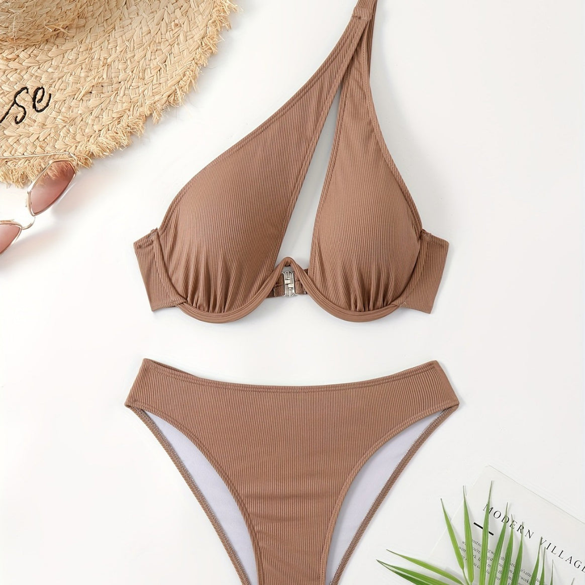 Women's bikini set with asymmetrical strap design and supportive push-up top Mune Fashion