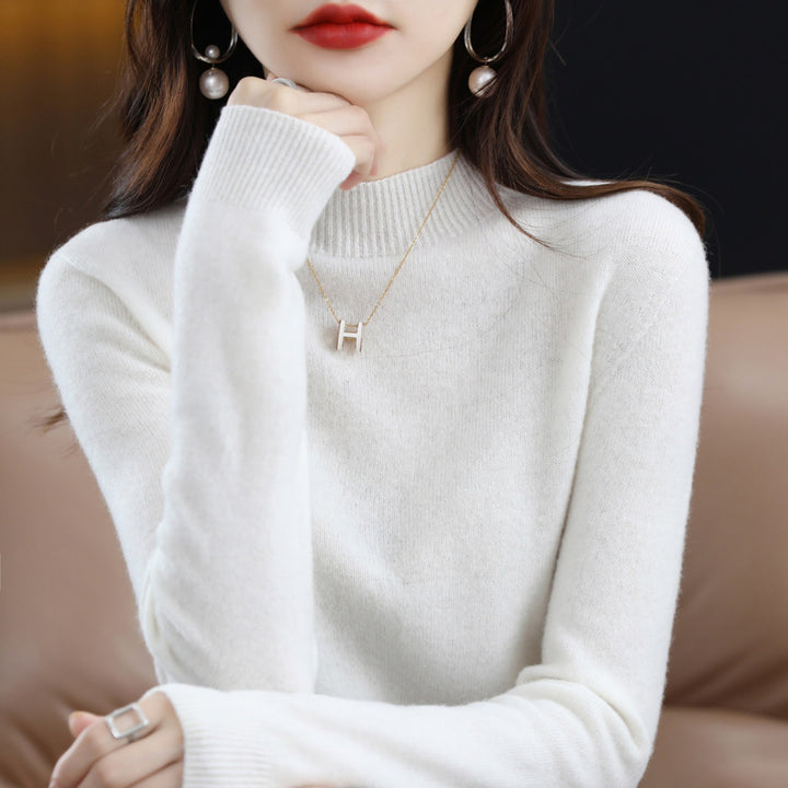 Women's Slim Fine Knit Mock Neck Sweater with Extra Fine Fleece Finish and Extended Cuffs Mune Fashion
