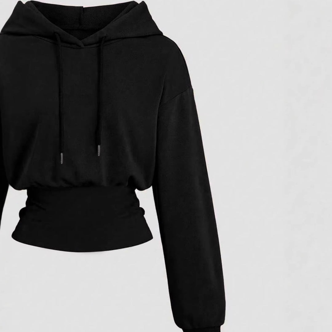 Women’s short-cut hooded sweatshirt with fitted ribbed hem Mune Fashion