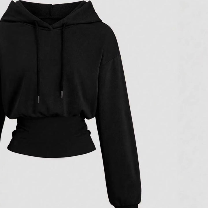 Women’s short-cut hooded sweatshirt with fitted ribbed hem Mune Fashion