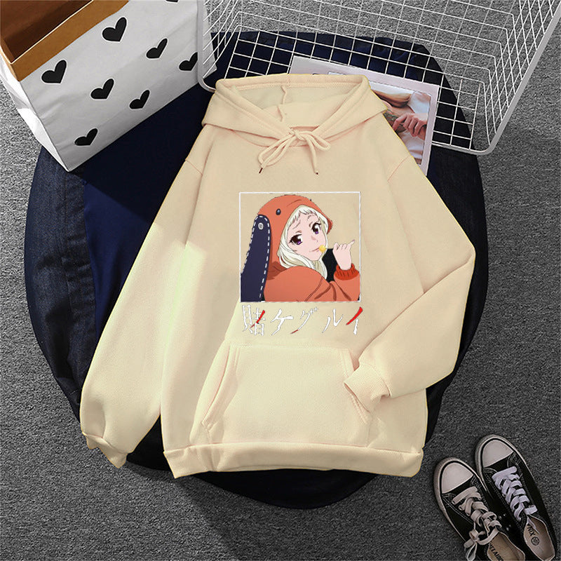 Women Oversize Hoodie with Manga Front Print and Kangaroo Pocket Mune Fashion