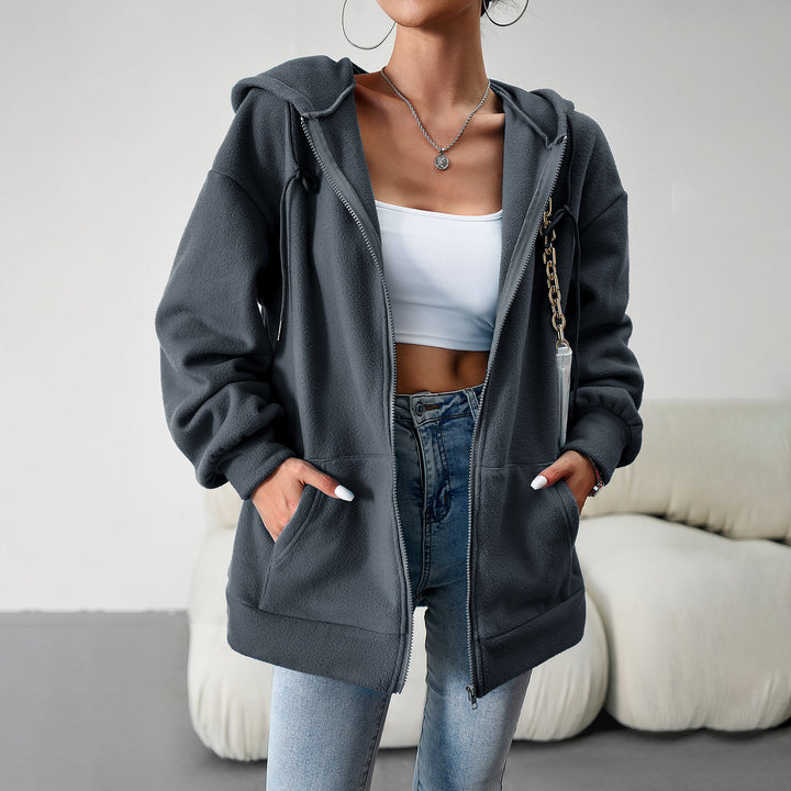 Women's cozy teddy fleece zip hoodie with hood, deep shoulder fit and kangaroo pockets Mune Fashion