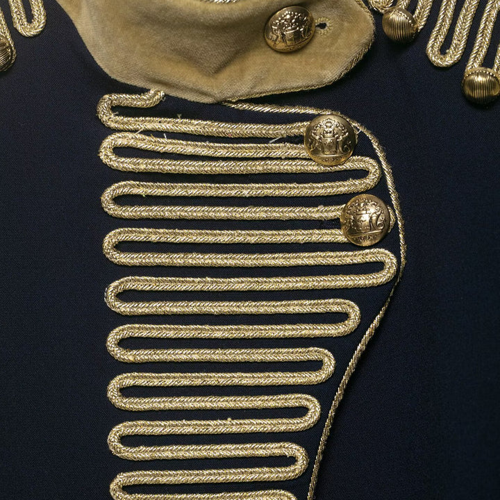 Ladies Military Inspired Short Jacket with Golden Cord Decoration and Velvet Cuffs Mune Fashion