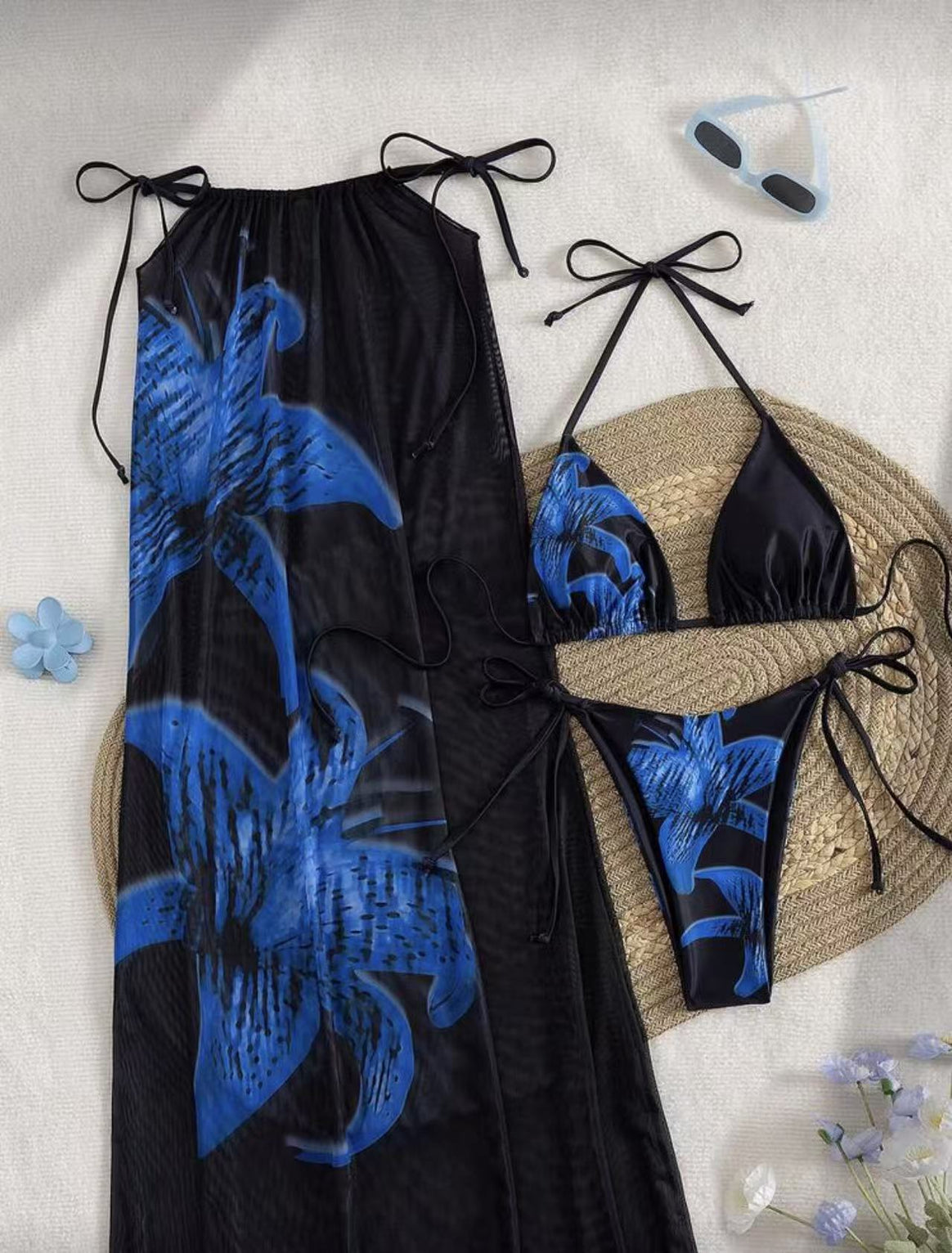 Women's bikini set with elegant wrap skirt and floral design Mune Fashion
