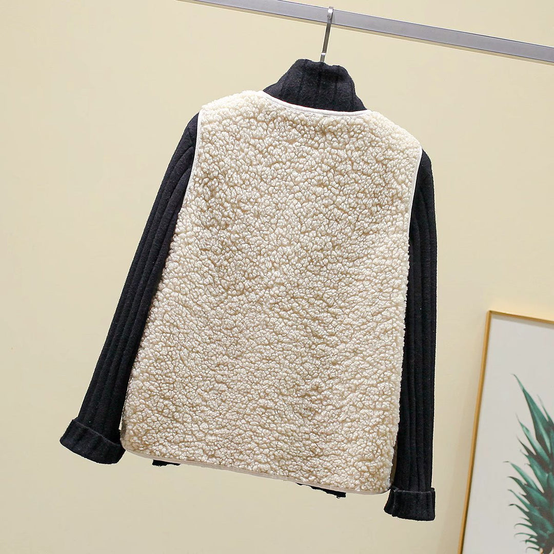 Ladies Teddy Fleece Vest with Button Placket and Patch Pockets Mune Fashion