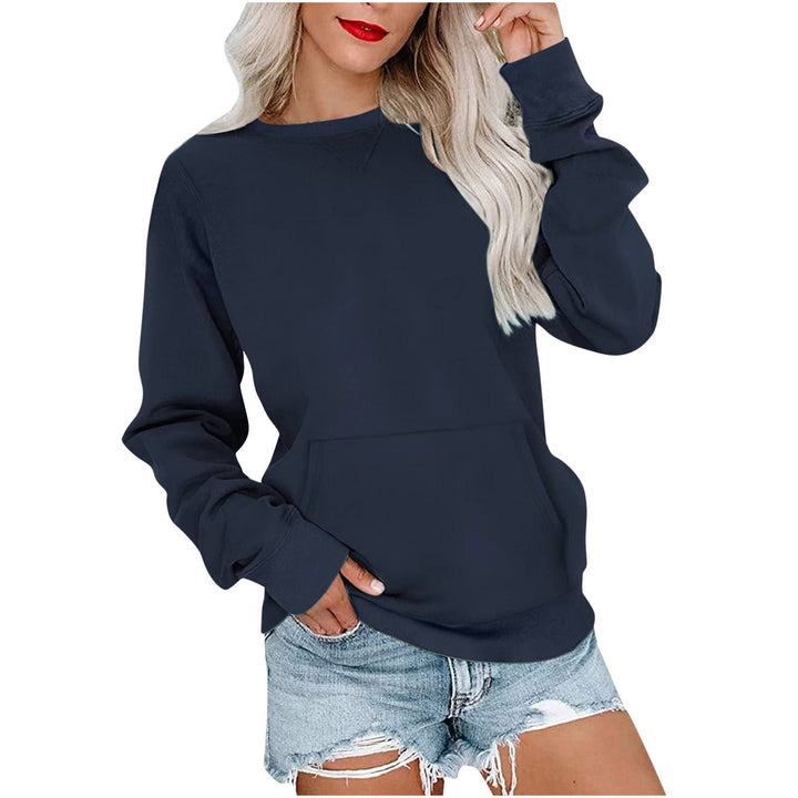 Women's Loose Sweatshirt with Round Neckline and Kangaroo Pocket Mune Fashion
