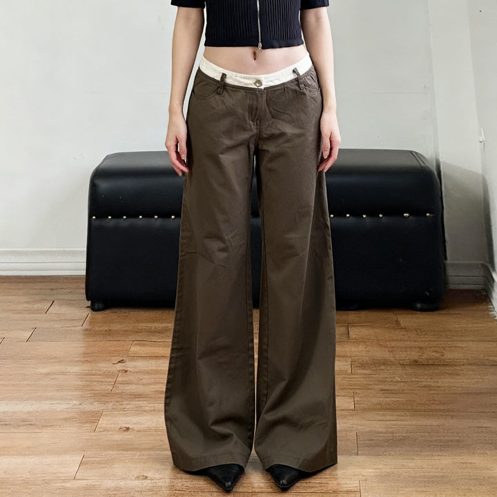 Women nan Highwaist culotte pants with wide leg and contrasting waistband detail Mune Fashion