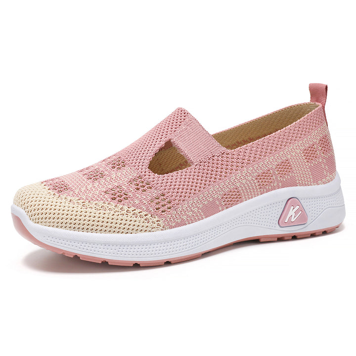 Women's lightly knitted slip-on Mary Jane sneakers with cut-out, breathable knitted upper and cushioning comfort sole Mune Fashion
