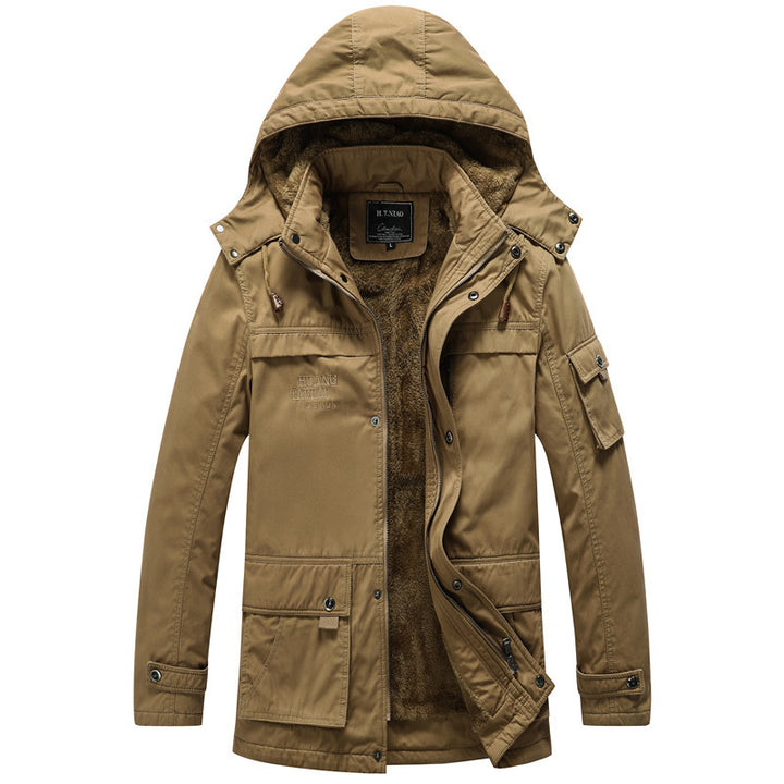 Men's Canvas Military Parka with Teddy Lining, Hood, and Multifunctional Pockets Mune Fashion