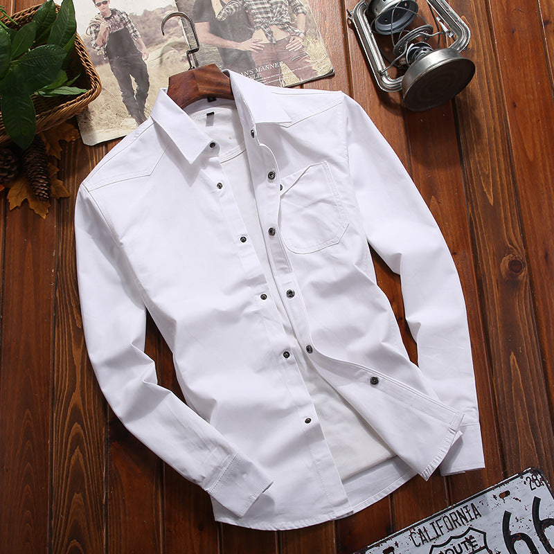 Men's Canvas Overshirt in Worker Look with Chest Flap Pocket and Western Seam Detail Mune Fashion