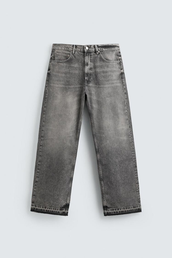 Men's straight-cut jeans with a high rise and vintage-washed effect Mune Fashion